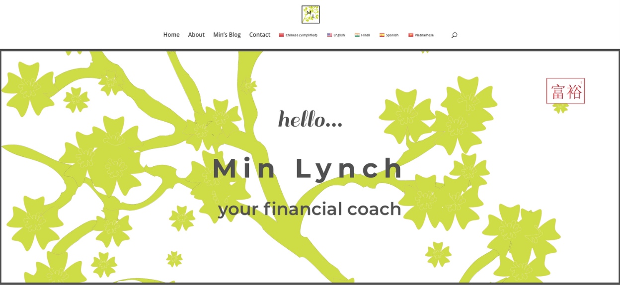 Main page section of a website designed by Media3 for a financial coach